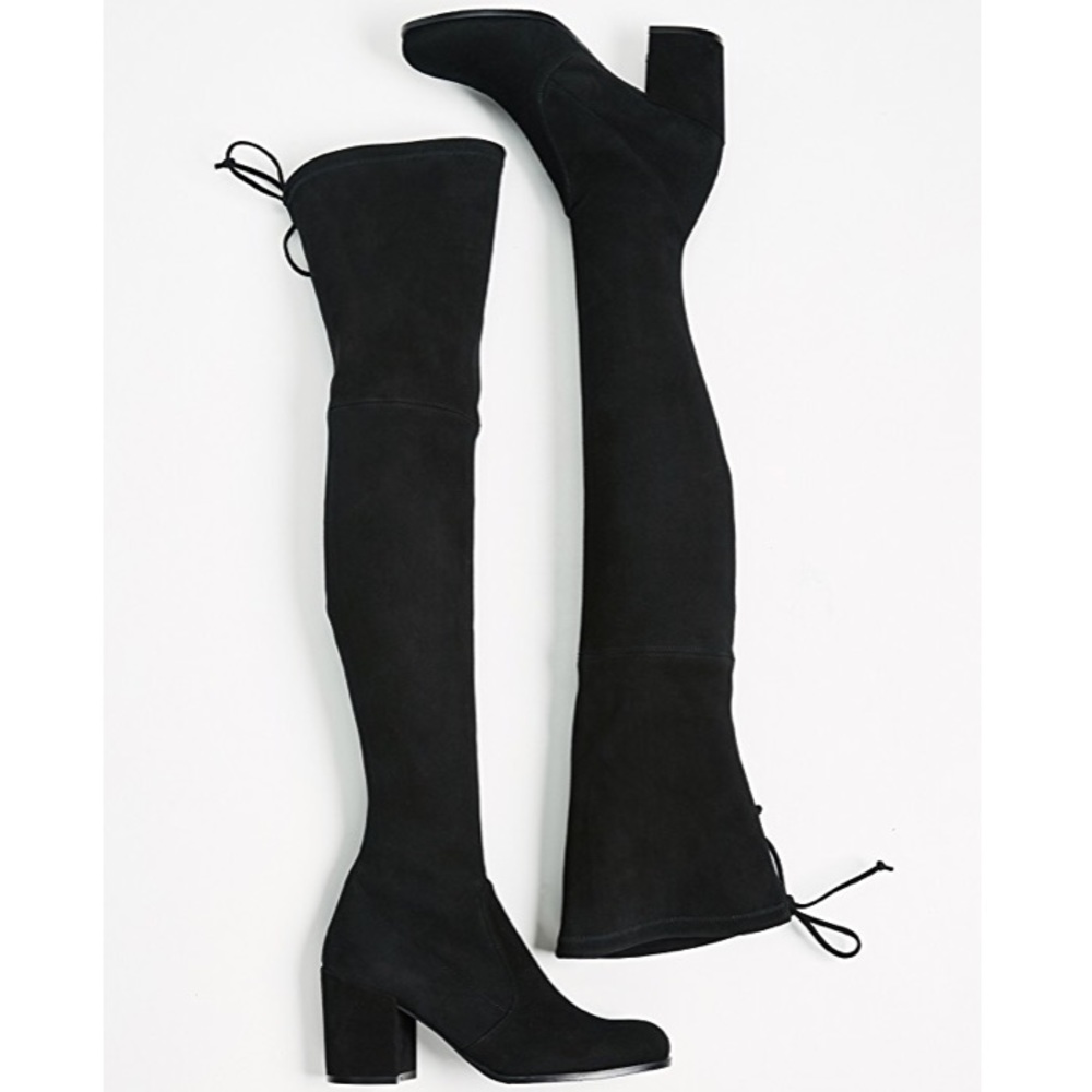 Stuart Weitzman Tieland Black Over-the-Knee Suede Boots